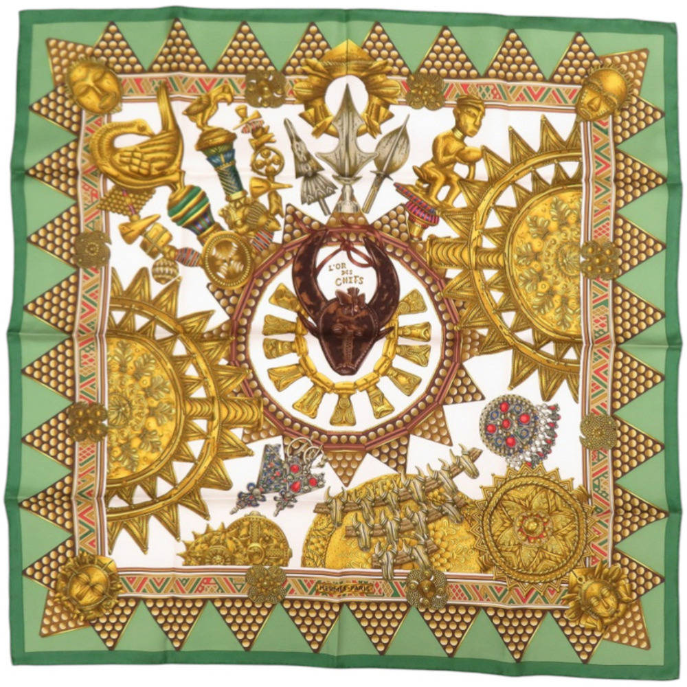 HERMES Authentic Green Silk Scarf